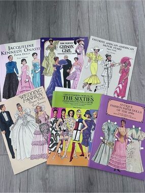 Tom Tierney Paper Dolls Book Lot Of 6 Jackie Kennedy Wedding Movie Stars Plus
